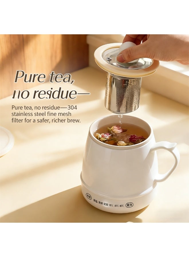 Mini Electric Heating Cup 500ML Portable Travel Kettle 300W 3-minute Fast Boil Water Cooker Multi-Function Cooking Cup for Milk Tea Coffee Soup Porridge Non-Stick Ceramic glaze 304 Stainless steel Touch Temperature Control double-layer Anti-Scald 400g lightweight for Home Office travel - Image 3