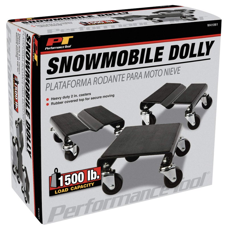 Performance Tool W41061 Snowmobile Dolly Heavy Duty V-Slide with 2.5” PVC Swivel Casters and Rubber Pad Protecting Skis, Black - Image 5