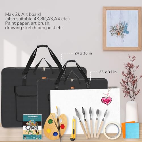 TreochtFUN Portfolio folder for artwork,artist Portfolio Case 23 X 31.5 In, Portfolio Bag A2 With Shoulder Strap, Art Carry Bag For Large Drawing Paper Post Board Supplies .(Black) - Image 2