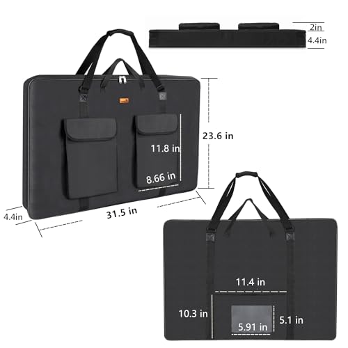 TreochtFUN Portfolio folder for artwork,artist Portfolio Case 23 X 31.5 In, Portfolio Bag A2 With Shoulder Strap, Art Carry Bag For Large Drawing Paper Post Board Supplies .(Black) - Image 3