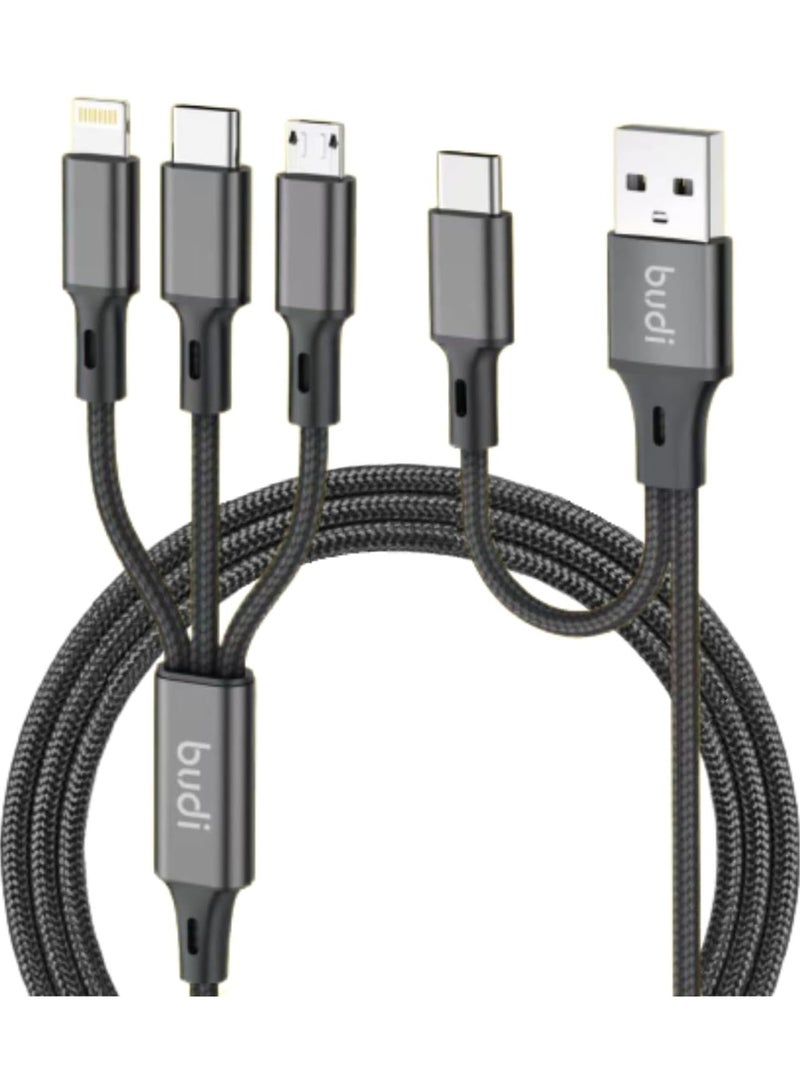 budi 6-in-1 Multi Charging Cable – USB & Type-C to Lightning, Micro USB, and Type-C Connectors, Universal Fast Charging Solution - Image 2