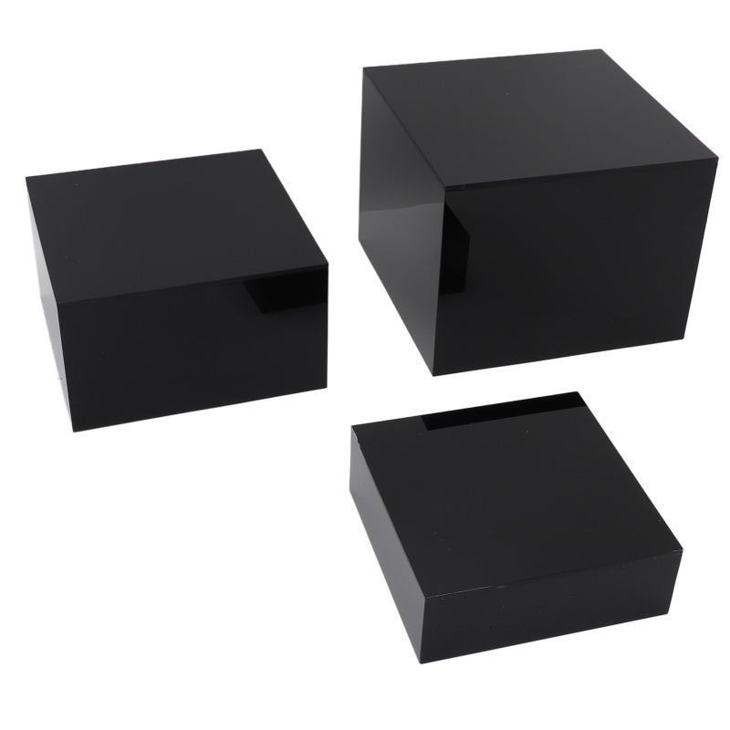 Black Acrylic Risers Display Stands: 5-Sided Stable Design - Easy To Clean Multi-Purpose Acrylic Display Stands for Buffet, Retail, Restaurant And Exhibition Use - Image 2