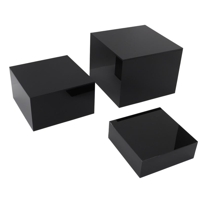 Black Acrylic Risers Display Stands: 5-Sided Stable Design - Easy To Clean Multi-Purpose Acrylic Display Stands for Buffet, Retail, Restaurant And Exhibition Use - Image 3