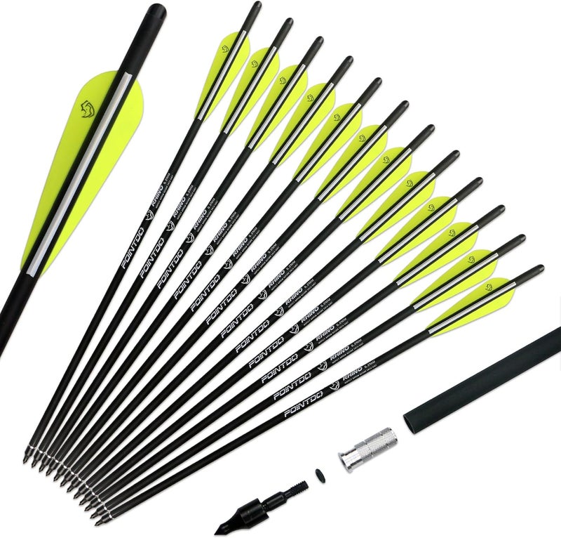 Pointdo 20inch Carbon Crossbow Bolts Crossbow Hunting Arrows with 4" Vanes and Replaced Arrowhead/Tip (12 Pack) - Image 1