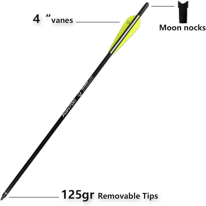 Pointdo 20inch Carbon Crossbow Bolts Crossbow Hunting Arrows with 4" Vanes and Replaced Arrowhead/Tip (12 Pack) - Image 2