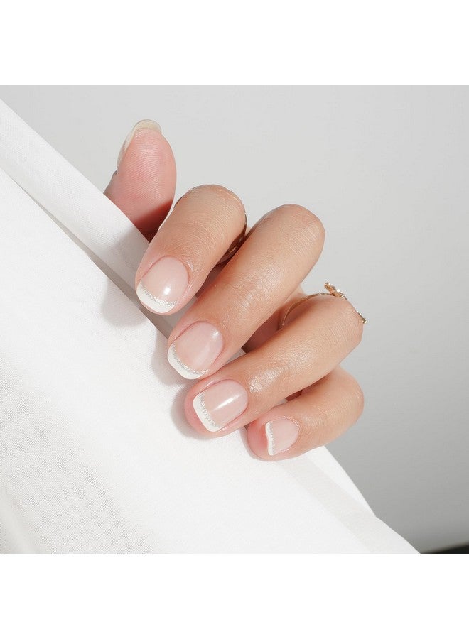 Canvalite 20Pcs Semi Cured Gel Nail Strips Kit For Women,Gel Nail Wraps Soft Press-Ons(White French Tip),Uv Gel Nail Stickers Required Uv Light Nail Diy Salon Quality Gel Polish Strips,Stocking Stuffers Gifts - Image 5