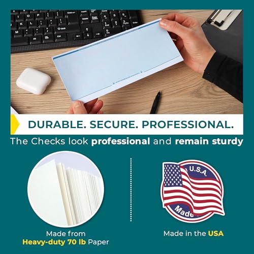 EnDoc Computer Check Paper - 50 Sheets - Business Checks on Top and Stub on Bottom - Security Features & Laser Printer Compatible with Quickbooks Blank Check Stock - Diamond Blue - Image 5