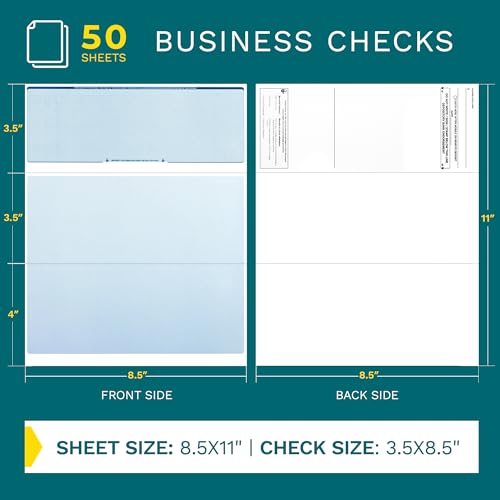 EnDoc Computer Check Paper - 50 Sheets - Business Checks on Top and Stub on Bottom - Security Features & Laser Printer Compatible with Quickbooks Blank Check Stock - Diamond Blue - Image 2