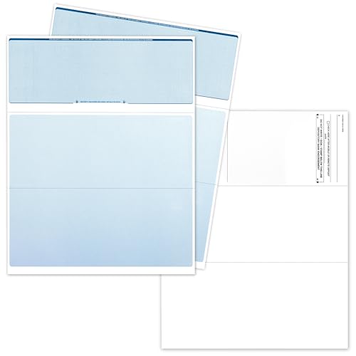 EnDoc Computer Check Paper - 50 Sheets - Business Checks on Top and Stub on Bottom - Security Features & Laser Printer Compatible with Quickbooks Blank Check Stock - Diamond Blue - Image 1