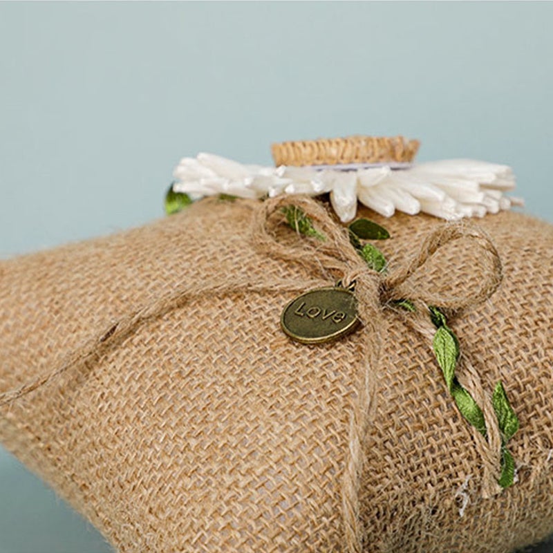 🌱 وسادة حلقات زفاف مربع خشبي لحفل الزواج 15x15x4 5 سم مثالية للاستخدام الخارجي - Image 3