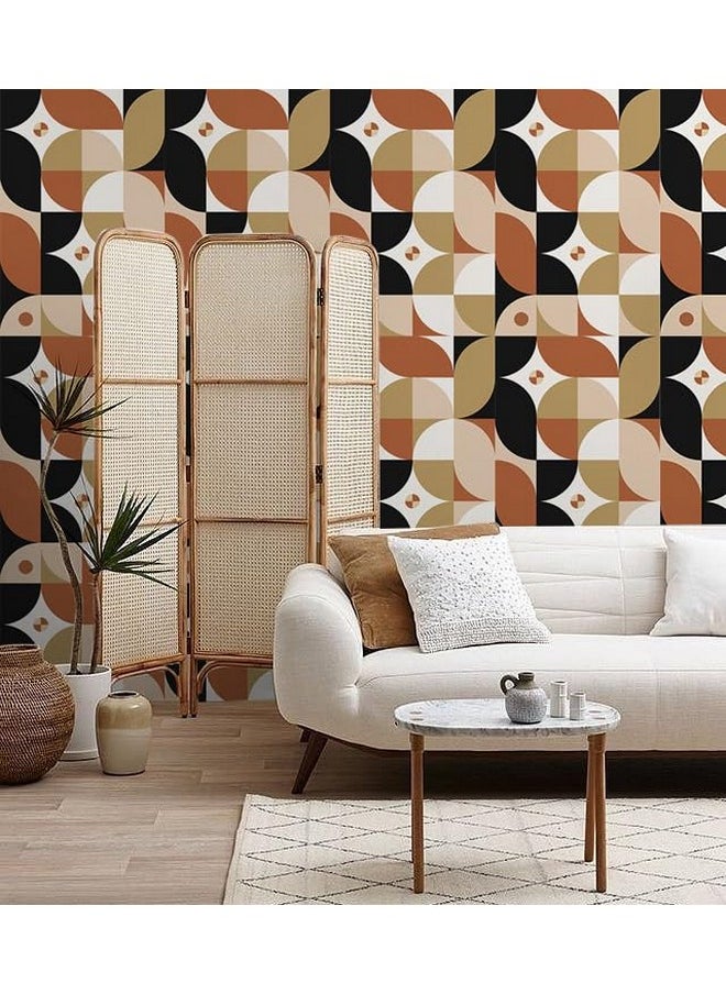 HAOKHOME 961302 Peel And Stick Wallpaper Geometric Khaki/Mistyrose/White/Black/Red Modern Wall Decor Bathroom Removable Mural 17.7In X 9.8Ft  - Image 3