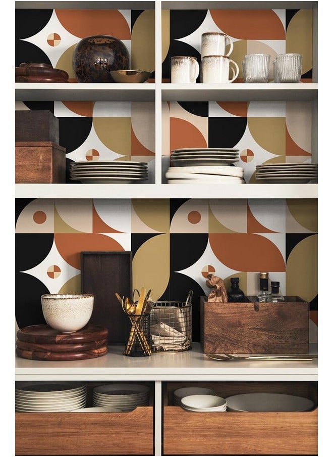 HAOKHOME 961302 Peel And Stick Wallpaper Geometric Khaki/Mistyrose/White/Black/Red Modern Wall Decor Bathroom Removable Mural 17.7In X 9.8Ft  - Image 5