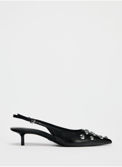 Zara Studded kitten heel slingback shoes  - Image 1