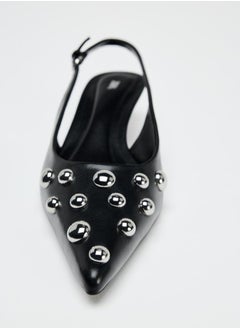Zara Studded kitten heel slingback shoes  - Image 3