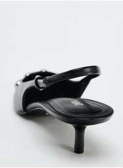 Zara Studded kitten heel slingback shoes  - Image 4