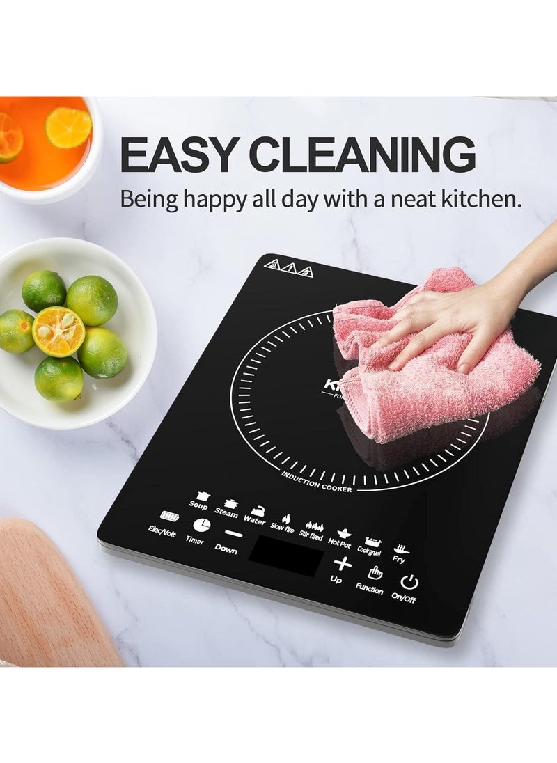VRCOW Portable Induction Cooktop, Countertop Burner with Multi-Function, 2200w Electric Stove with Easy Clean Glass, 8 Modes Sensor Touch Cooker  - Image 5
