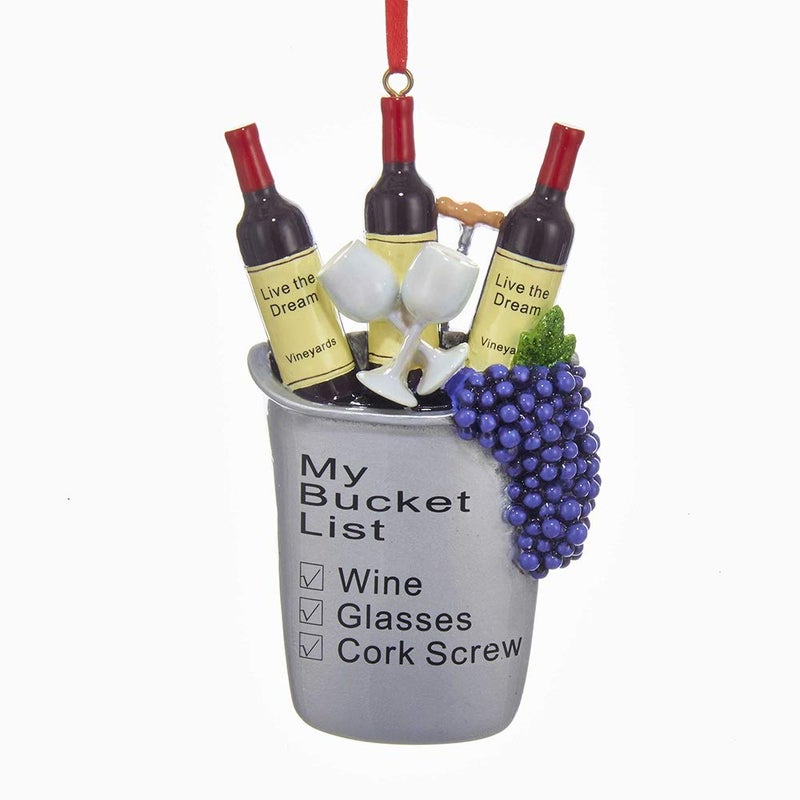 Kurt Adler Wine "My Bucket List" Christmas Ornament
