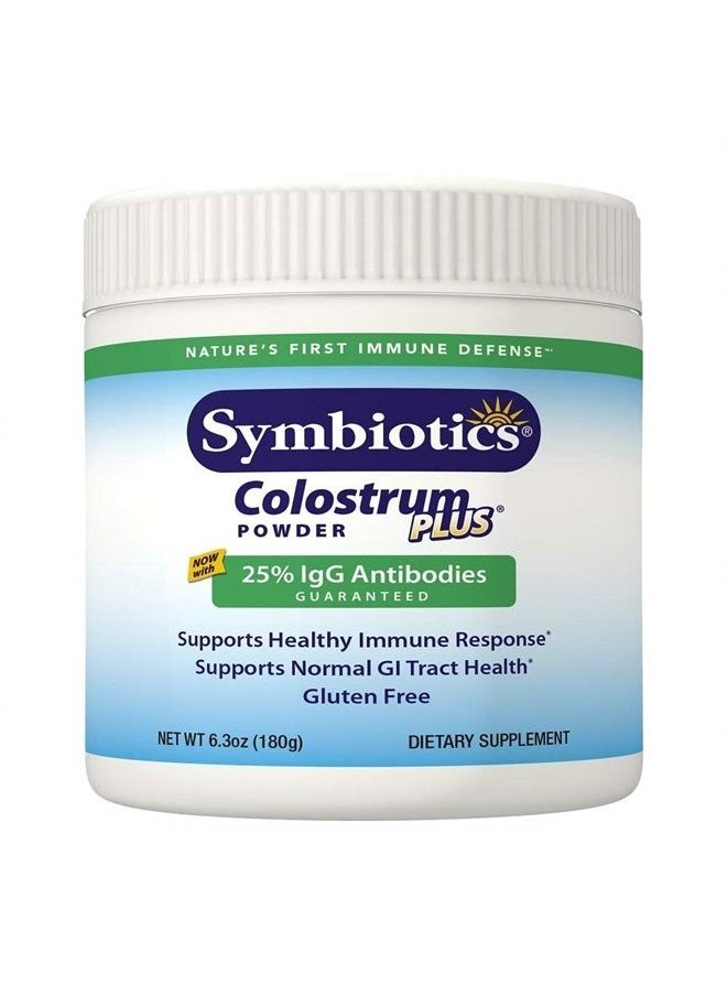 Symbiotics Colostrum Plus Powder Supplement for Immunity Support, 6.3 Ounces (180 g)  - Image 1