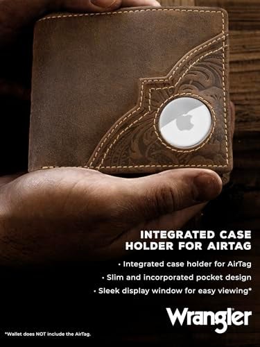 Wrangler Men's Wallet with AirTag Holder, Bifold Slim RFID Blocking Wallet, Genuine Leather, 11-22 Card Bifold - Image 2
