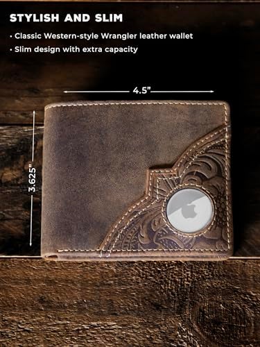 Wrangler Men's Wallet with AirTag Holder, Bifold Slim RFID Blocking Wallet, Genuine Leather, 11-22 Card Bifold - Image 4