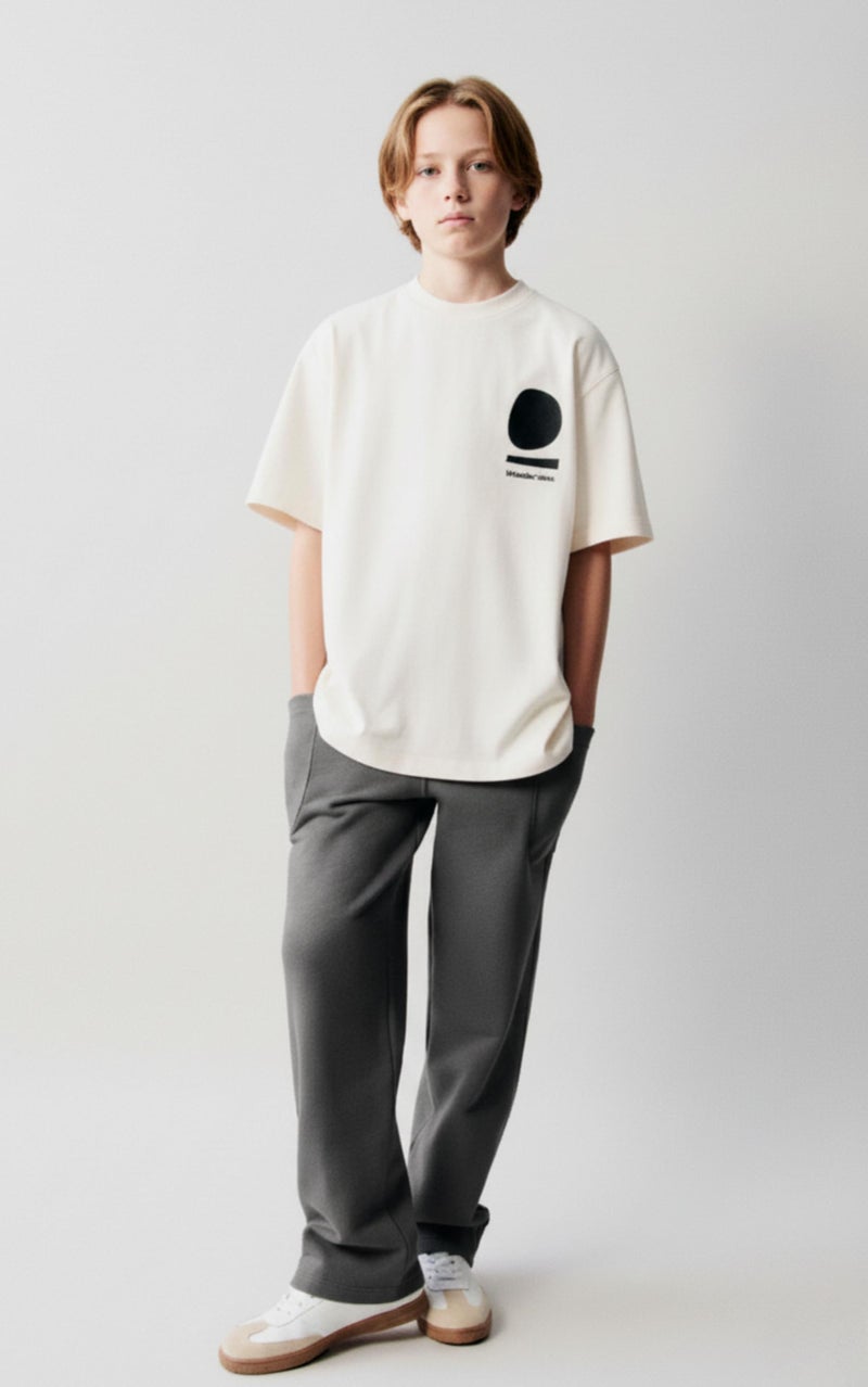 Alan Jones Clothing Boys Regular Fit Mid Rise Solid Plush Pants with Pockets (Anthracite Grey_13-14 Years) - Image 3
