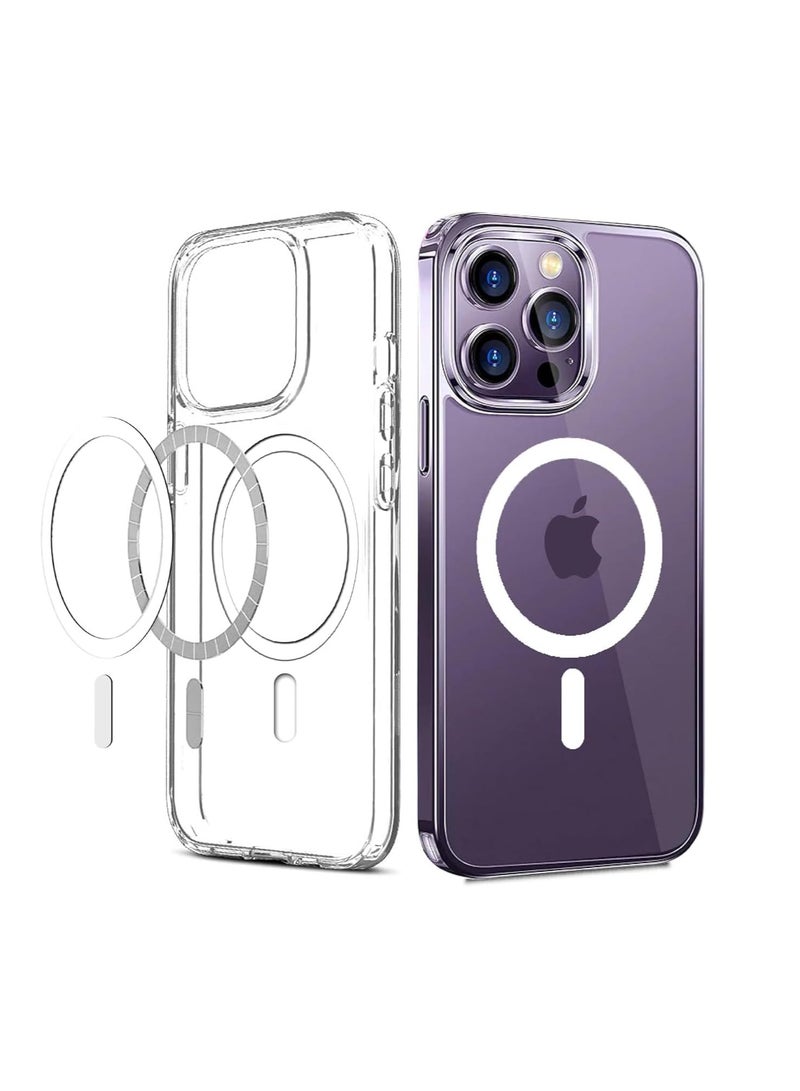 DUSALA IPhone 14 Pro Clear Magnetic Cover, MagSafe Compatible, Hybrid Protective, Crystal Clear Back Case, Shockproof Silicone Frame, Slim Transparent Case (iPhone 14 Pro) - Image 1