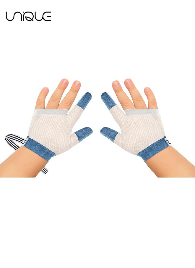 Unique 1 Pairs Baby Stop Thumb Sucking Finger Guard Kid Infant Stop Thumb Sucking Kit Soft Mesh Fabric Stop Sucking Glove No Scratch Breathable Finger Thumb Protector (for 15 Months to 3 Years Old)  - Image 1