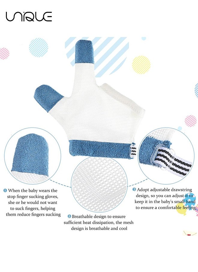 Unique 1 Pairs Baby Stop Thumb Sucking Finger Guard Kid Infant Stop Thumb Sucking Kit Soft Mesh Fabric Stop Sucking Glove No Scratch Breathable Finger Thumb Protector (for 15 Months to 3 Years Old)  - Image 3