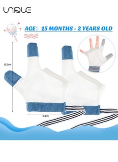 Unique 1 Pairs Baby Stop Thumb Sucking Finger Guard Kid Infant Stop Thumb Sucking Kit Soft Mesh Fabric Stop Sucking Glove No Scratch Breathable Finger Thumb Protector (for 15 Months to 3 Years Old)  - Image 2