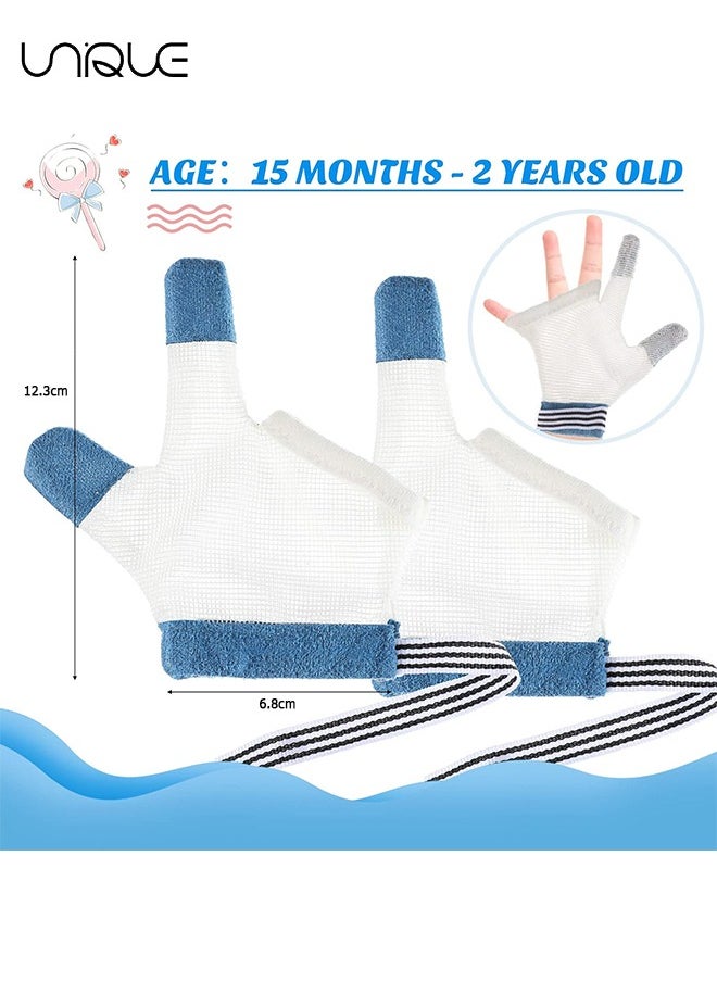 Unique 1 Pairs Baby Stop Thumb Sucking Finger Guard Kid Infant Stop Thumb Sucking Kit Soft Mesh Fabric Stop Sucking Glove No Scratch Breathable Finger Thumb Protector (for 15 Months to 3 Years Old)  - Image 2