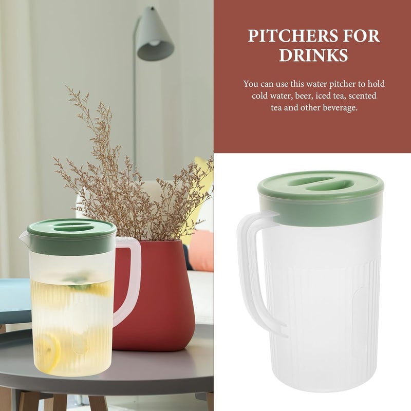 Large Capacity Drinking Water Pitcher with Lid, Cold Water Jug for Refrigerator Use, Heat Resistant Iced Tea and Lemonade Pitcher in Matcha Green – - Image 4