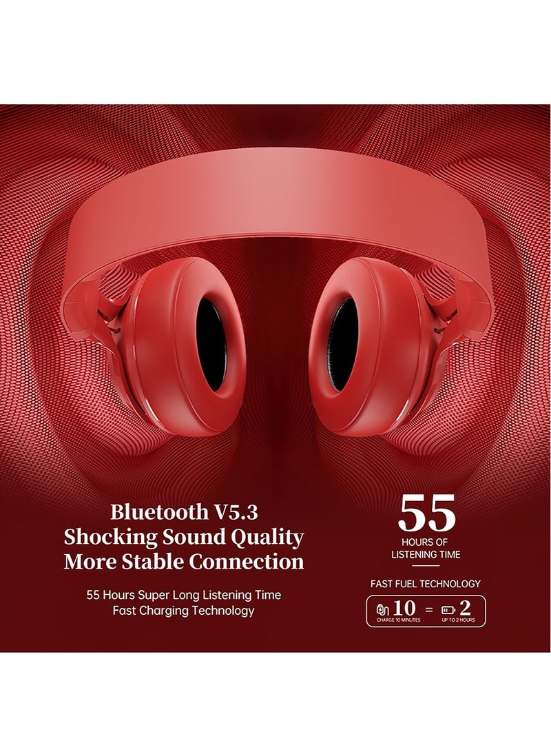 fingertime P1 Heavy Bass Wireless Bluetooth Headset for Sports, for Phone/PC Gaming Earpiece Bluetooth Headphones (Red) - Image 5