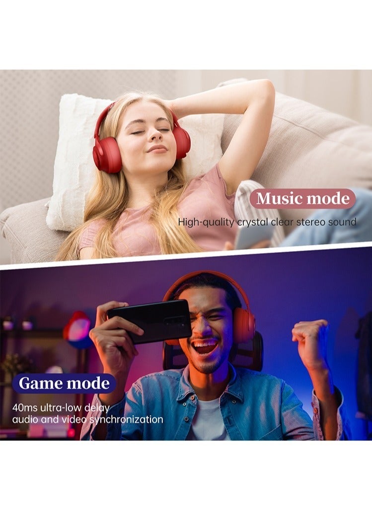 fingertime P1 Heavy Bass Wireless Bluetooth Headset for Sports, for Phone/PC Gaming Earpiece Bluetooth Headphones (Red) - Image 3