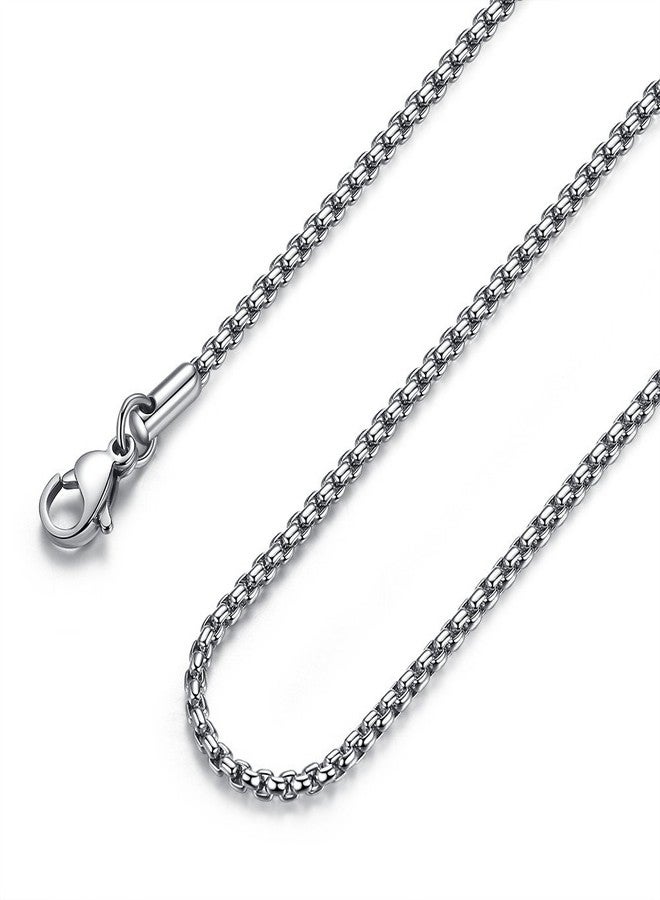 FOSIR Mens Chain Necklaces, 2mm Stainless Steel Rolo Chain Necklace for Men and Women, Silver Tone Box Chains for Men, 20 Inch - Image 1
