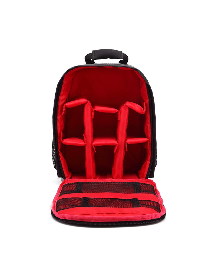1 PCS Nylon DSLR Camera Backpack With Rain Cover Red - Image 3