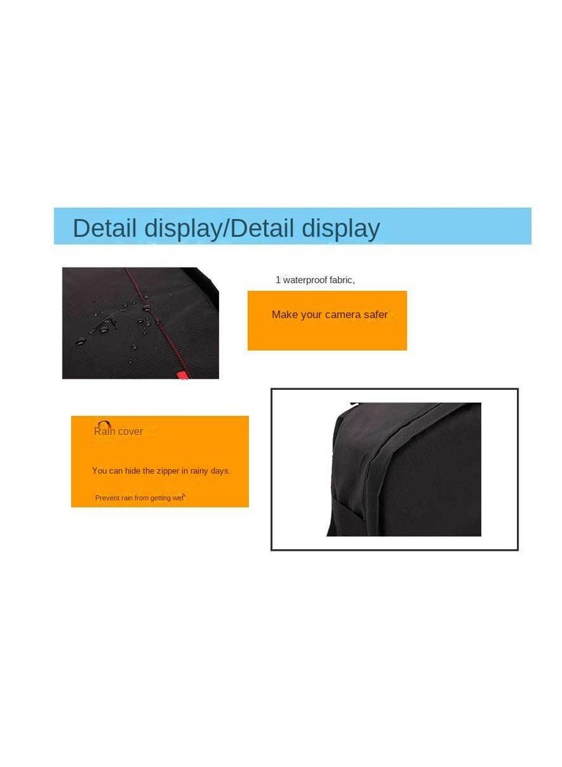 1 PCS Nylon DSLR Camera Backpack With Rain Cover Red - Image 4