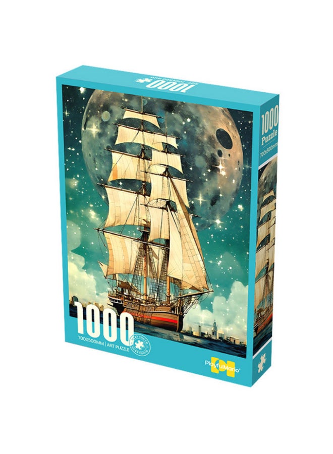 "Sailboat Under the Stars" Puzzle - 1,000 Pieces of Imagination and Creativity!* Embark on a magical journey among the stars and sailing ships with this luxurious puzzle!* Each piece takes you on an adventure... and brings you peace and satisfaction after completion!* - Image 2