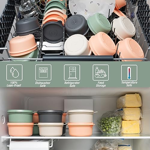 EYNEL Set of 12 Small Round 9 oz Deli Containers with Lids, Airtight Leakproof Reusable Food Storage, Plastic To Go Bento Box, Mini Lunch Box, Snack Storage Bowl, for Kitchen, Picnic (12) - Image 3