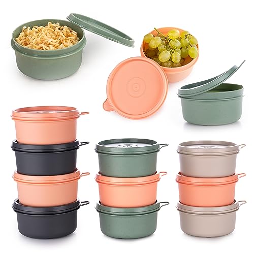 EYNEL Set of 12 Small Round 9 oz Deli Containers with Lids, Airtight Leakproof Reusable Food Storage, Plastic To Go Bento Box, Mini Lunch Box, Snack Storage Bowl, for Kitchen, Picnic (12) - Image 1
