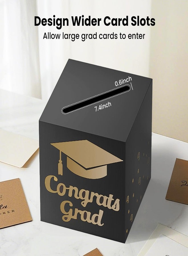 OLANRUN 9" Graduation Card Box, Graduation Decorations class of 2025 - Congrats Grad Foldable Cardboard Graduation Money Box for 2025 Graduation Party Decoration (Black) - Image 4