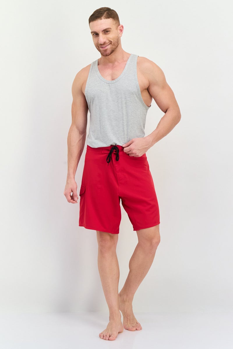 Burnside Men Drawstring Board Shorts, Red - Image 4