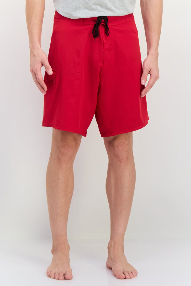 Burnside Men Drawstring Board Shorts, Red - Image 1