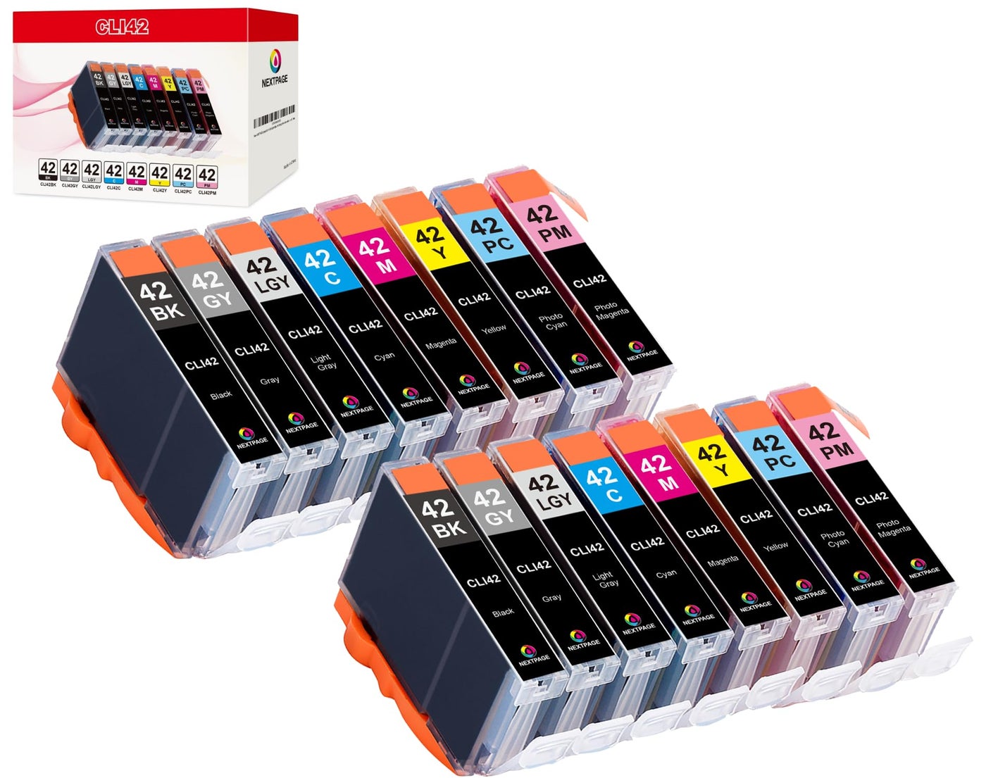 NEXTPAGE CLI 42 Ink cartridges Compatible Ink Cartridges Replacement for Canon CLI-42 CLI42 Use with Pro-100 Pro 100 Printer Professional Inkjet PIXMA PRO-100 Ink 8 Colors 2 Set 16 PCS