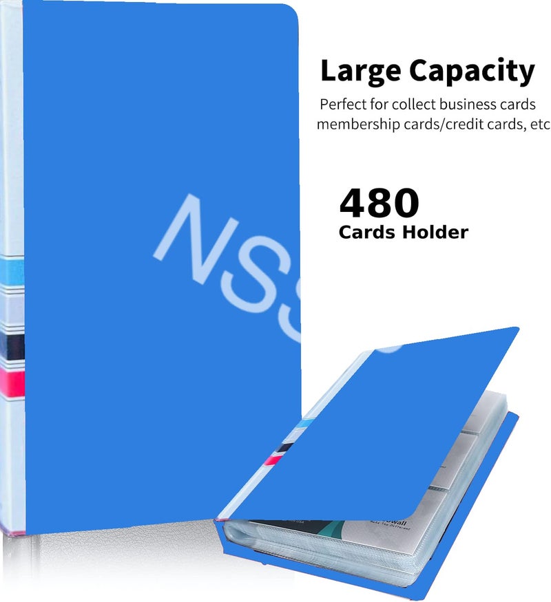 NSSP Business Card Holder, Debit/Credit/Business/Visiting Name Id Card Holder Book Case Organizer File - 480 Pockets(Pack of-5)-blue color - Image 2