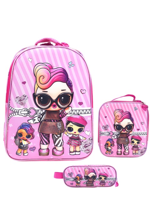 3D Premium Toddler Graphic Characters Backpack Daypack for School/Casual/Travel with 2 full size compartments, including lunch Bag and Pencil Case 18 inches
