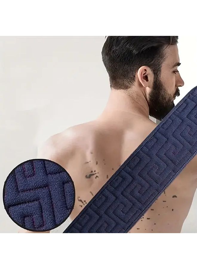 منشفة فرك الظهر الطويلة جدًا بنقش هندسي أسود متين لأداة العناية بالجسم - Image 2