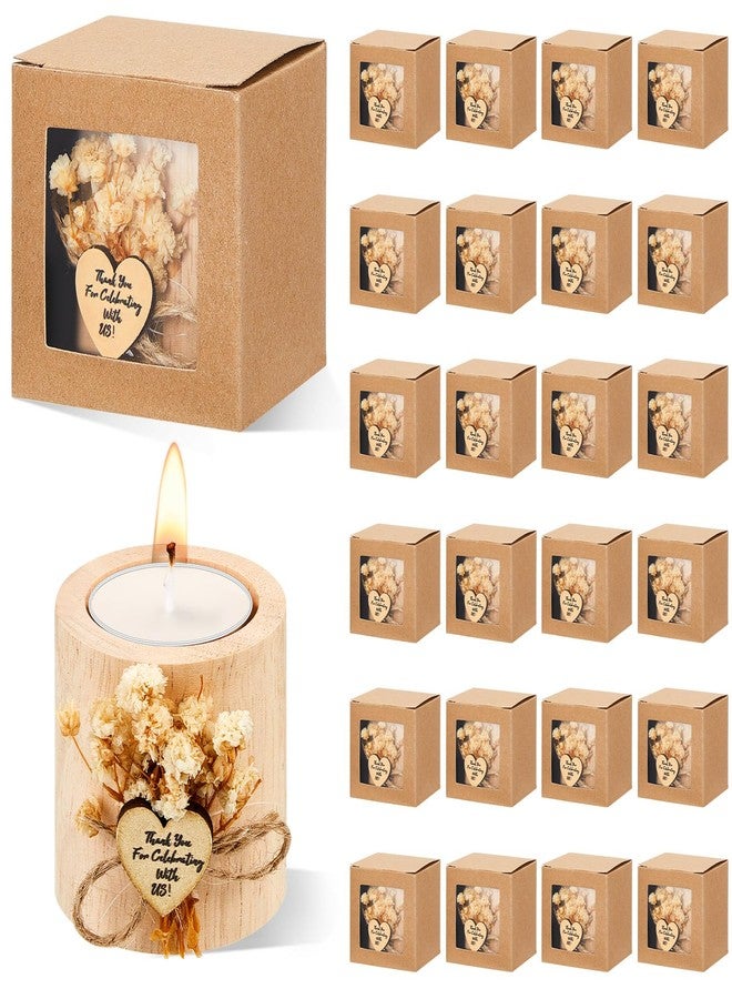 Otuuz 24 Pcs Rustic Wedding Party Favor Candle Holders Bridal Shower Favors Wooden Candles Favors Gifts Souvenirs for Guest Romantic Gifts Wedding Decorations (Light Brown) - Image 1