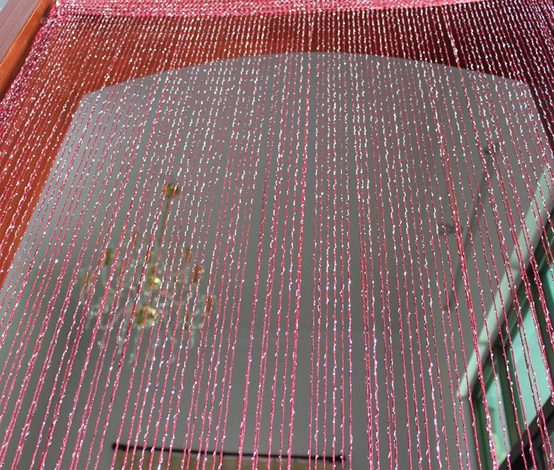 Eyotool 1x2 M Door String Curtain Rare Flat Silver Ribbon Thread Fringe Window Panel Room Divider Cute Strip Tassel for Wedding Coffee House Restaurant Parts, Claret - Image 3
