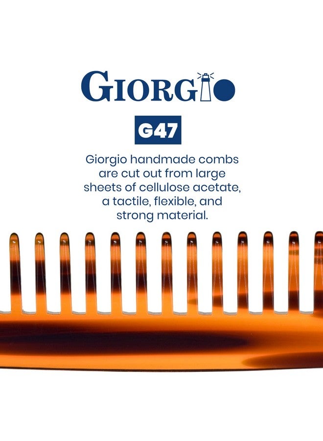 جورجيو مشط فك تشابك الشعر G47 كبير 6 بوصات، أسنان واسعة للشعر الكثيف المجعد والمتموج. مشط فك تشابك الشعر الطويل للشعر الرطب والجاف. مصنوع يدويًا من السليلوز عالي الجودة، مقطوع بالمنشار، مصقول يدويًا، صدفة سلحفاة - Image 3