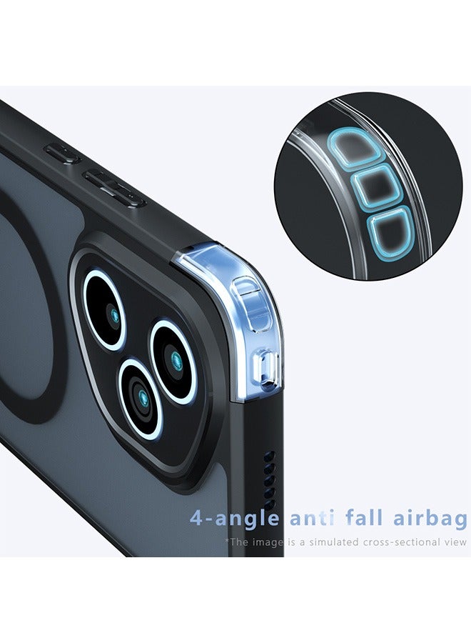 Magnetic Case for Honor 400 5G, Frosted Translucent Back Protective Slim Phone Cover, Anti-Fingerprints, Anti-Fall Drop Protection, Shockproof Case for Honor 400 5G (Black)  - Image 3